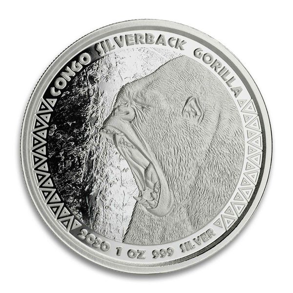 2020 Congo Gorilla 1 oz Silver Coin