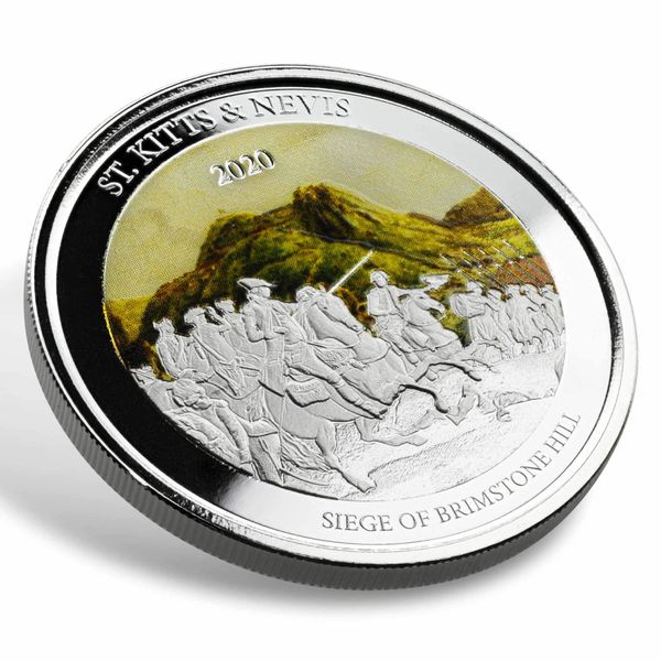 2020 Ec8 St. Kitts & Nevis "siege Of Brimstone Hill" 1 Oz Silver Color Coin
