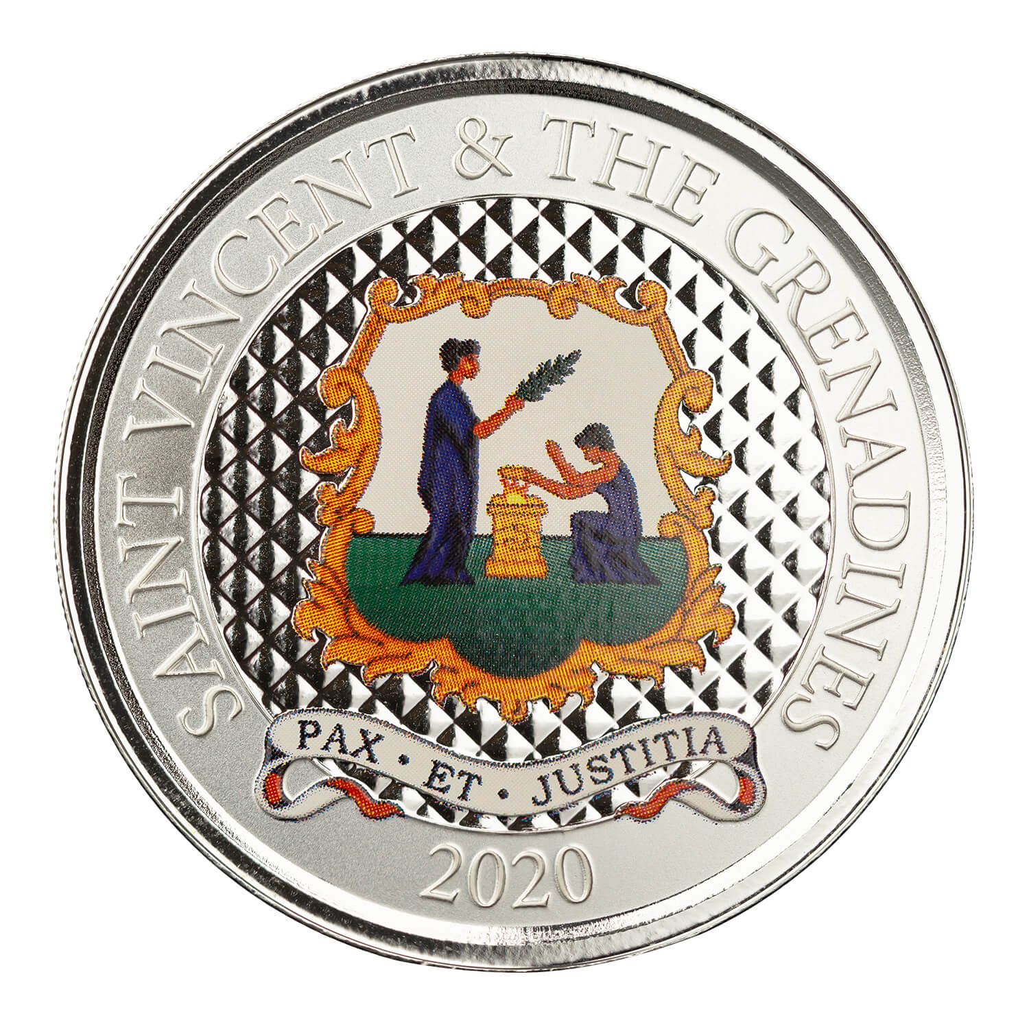 2020 Ec8 St Vincent & The Grenadines "pax Et Justitia" 1 Oz Silver Color Coin