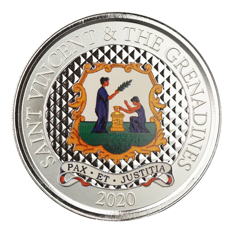 2020 Ec8 St Vincent & The Grenadines "pax Et Justitia" 1 Oz Silver Color Coin