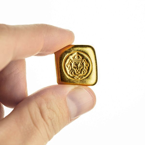 Scottsdale Lion Gold 1 Oz .9999 Gold Cast Bar