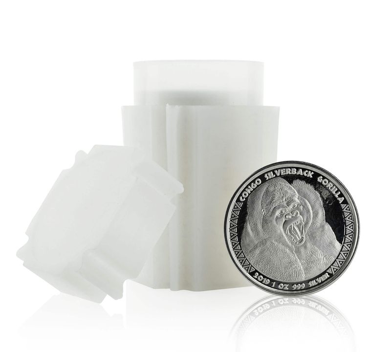 2019 Tubes Of 20 Oz Congo Silverback Gorilla 1 Oz Silver Coins