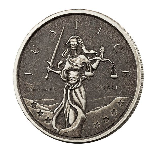 2021 Gibraltar Lady Justice 1 Oz Silver Antique 5