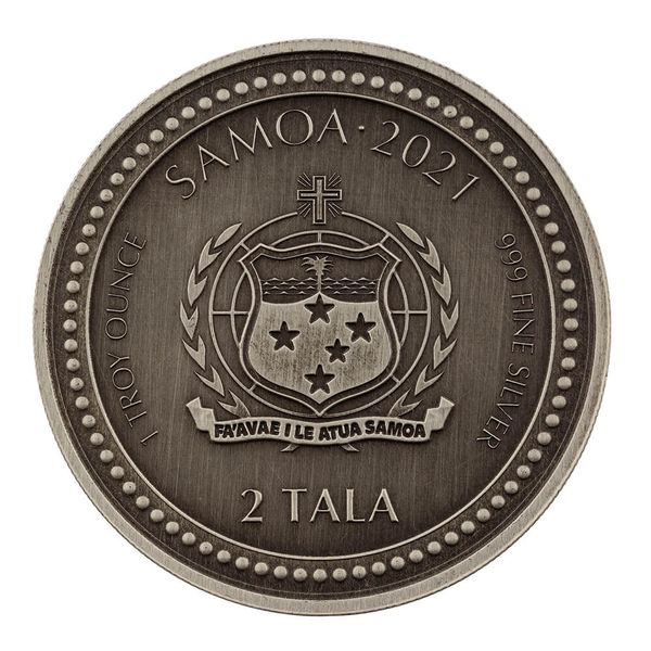 2021 Samoa Seahorse Back 1 oz Silver Antique Obverse
