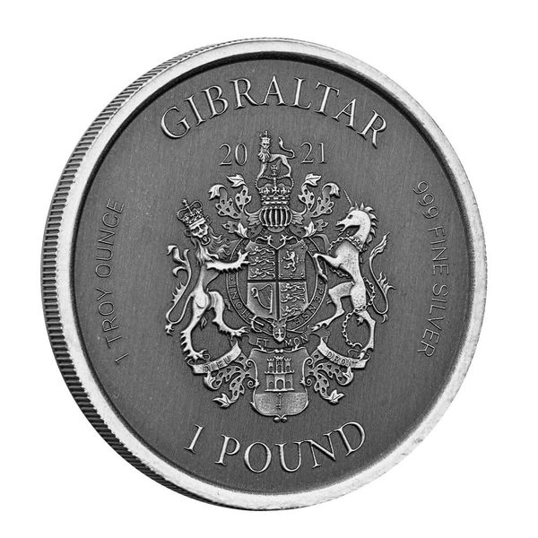 2021 Scottsdale Mint Gibraltar 1 Oz Silver Antique 05