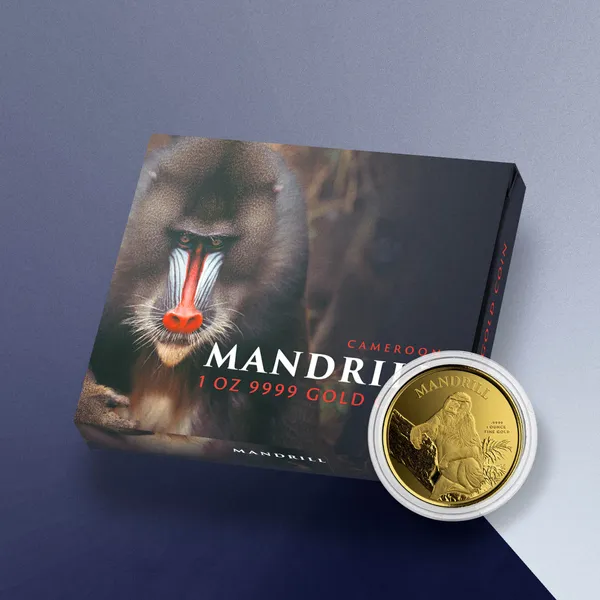 2021 Cameroon Mandrill 1 Oz Gold Coin Display Box