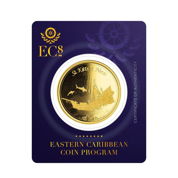 2021 Ec8 St Kitts & Nevis 1 Oz Gold Coin Sunken Ship
