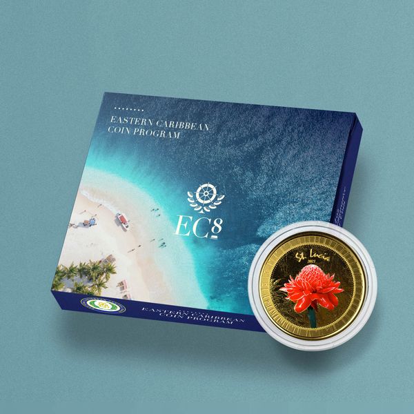 2021 EC8 St Lucia 1 oz Gold Color Coin Legal Tender Flower
