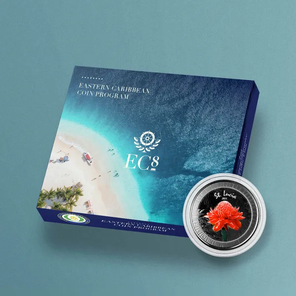 2021 EC8 St Lucia 1 oz Silver Color Coin Legal Tender Flower