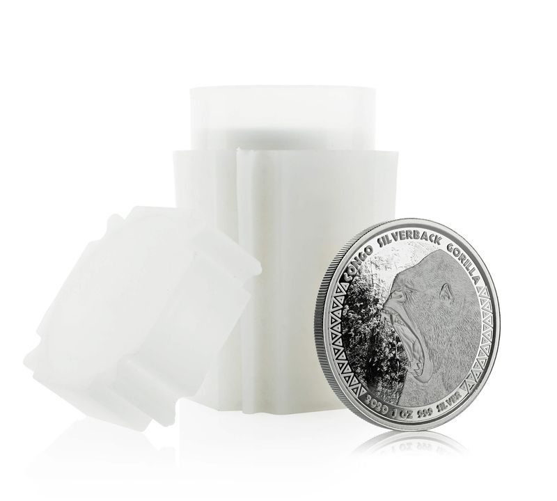 Promo 2020 Tubes Of 20 Oz Congo Silverback Gorilla 1 Oz Silver Coins