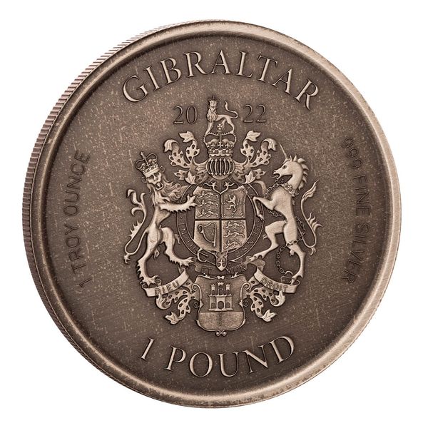 2022 Gibraltar Lady Justice 1 Ounce Silver Antique Coin 2