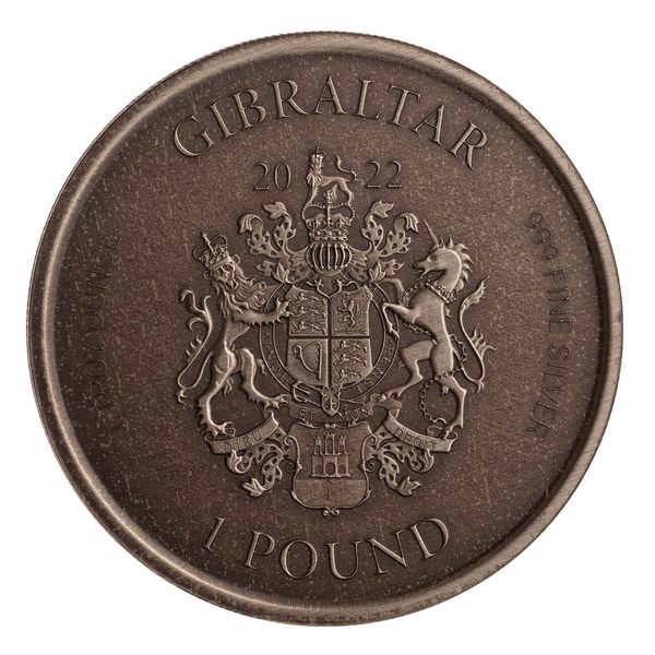 2022 Gibraltar Lady Justice 1 Ounce Silver Antique Coin 3