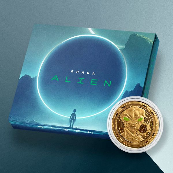 2022 Scottsdale Mint Ghana Alien 1 Oz Gold Proof With Color Coin 05