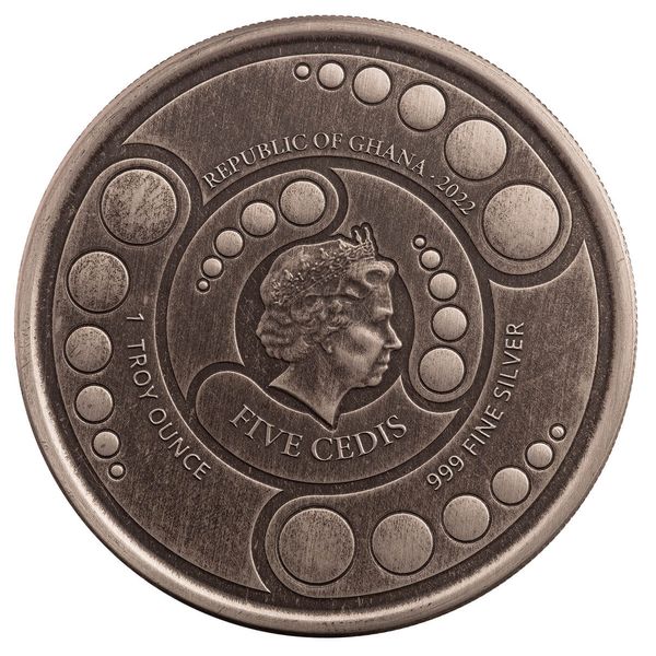 2022 Scottsdale Mint Ghana Alien 1 Oz Silver Antiqued Coin 07