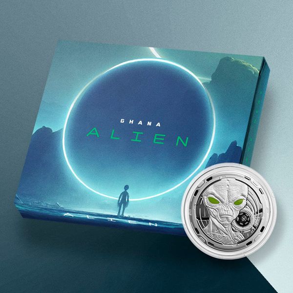 2022 Scottsdale Mint Ghana Alien 1 Oz Silver Proof With Color Coin 04