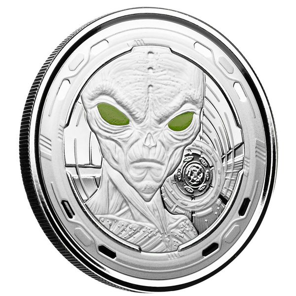 2022 Scottsdale Mint Ghana Alien 1 Oz Silver Proof With Color Coin 14