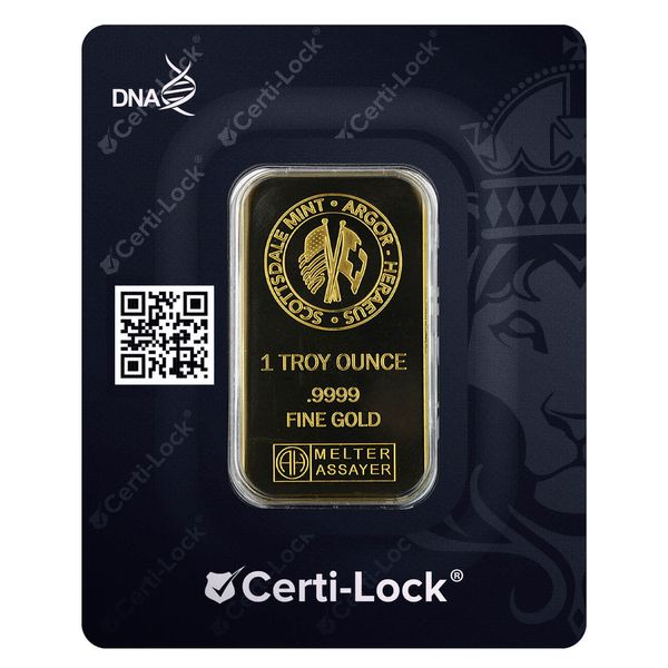 2022 Scottsdale Mint Lion 1 Oz Gold Bar Certilock Heraeus 02