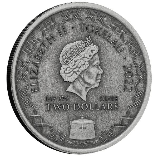 2022 Scottsdale Mint Tokelau Komodo Dragon 1 Oz Silver Antique Coin 01