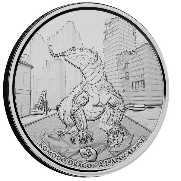 2022 Scottsdale Mint Tokelau Komodo Dragon AI Apocalypse 1 oz Silver BU Coin 01