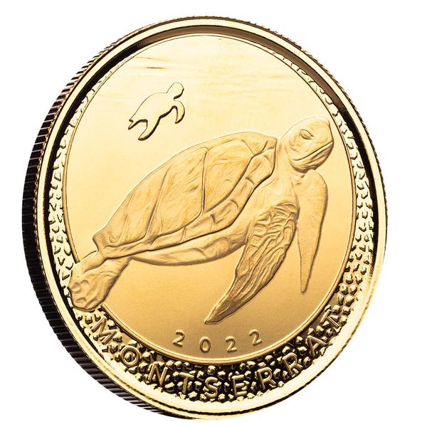 2022 Eastern Caribbean 8 Scottsdale Mint Montserrat Sea Turtle 1 Oz Gold Bu Coin 04