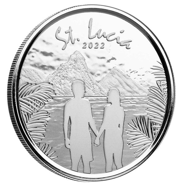 2022 Eastern Caribbean 8 Scottsdale Mint St Lucia Couple 1 Oz Silver Bu Coin 04