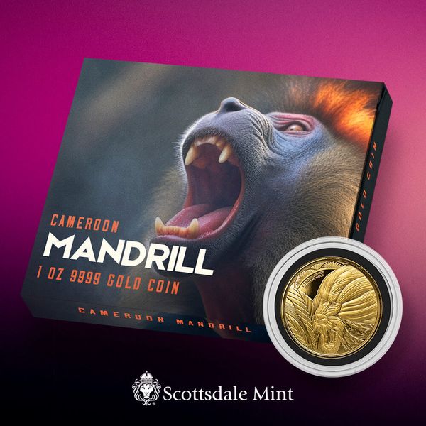 2022 Scottsdale Mint Cameroon Mandrill 1 Oz Gold Coin 10