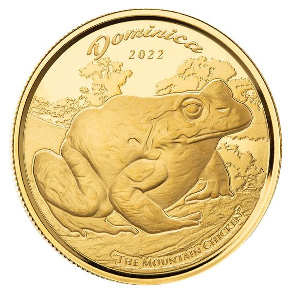 2022 Scottsdale Mint Ec8 Dominica Mountain Chicken 1 Oz Gold Proof Like Coin 01