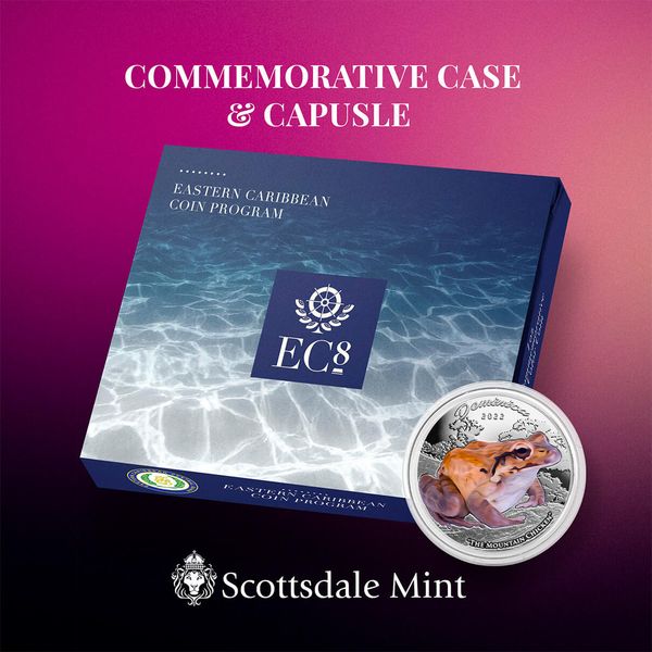 2022 Scottsdale Mint Ec8 Dominica Mountain Chicken 1 Oz Silver Proof Color Commemorative Coin 05