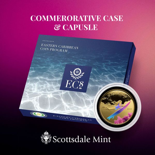 2022 Scottsdale Mint Ec8 St Kitts And Nevis Underwater Surfer 1 Oz Gold Proof Color Coin 01