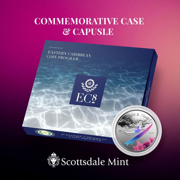 2022 Scottsdale Mint Ec8 St Kitts And Nevis Underwater Surfer 1 Oz Silver Proof Color Coin 01