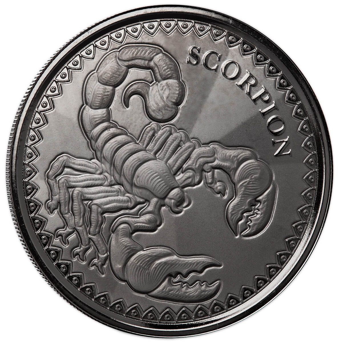 2022 Scottsdale Mint Republic Of Chad Scorpion 1 Oz Silver Proof Rhodium Plated Coin 05