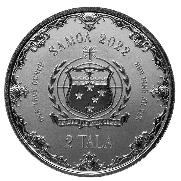 2022 Scottsdale Mint Samoa Mermaid Princess Of The Seas 1 Oz Silver Antique Proof Color Coin 02