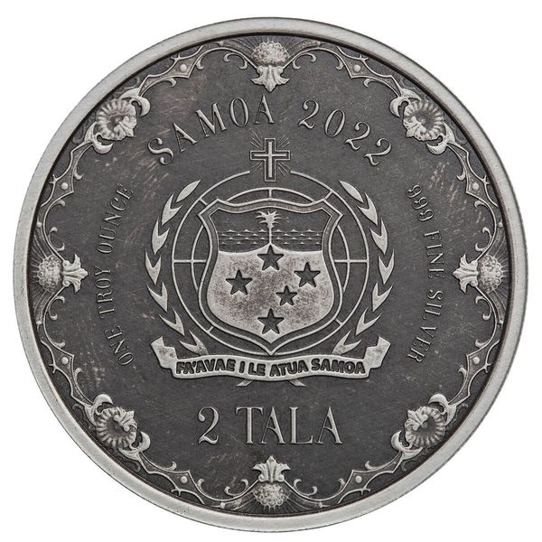 2022 Scottsdale Mint Samoa Mermaid Princess Of The Seas 1 Oz Silver Antique Proof Like Coin 04