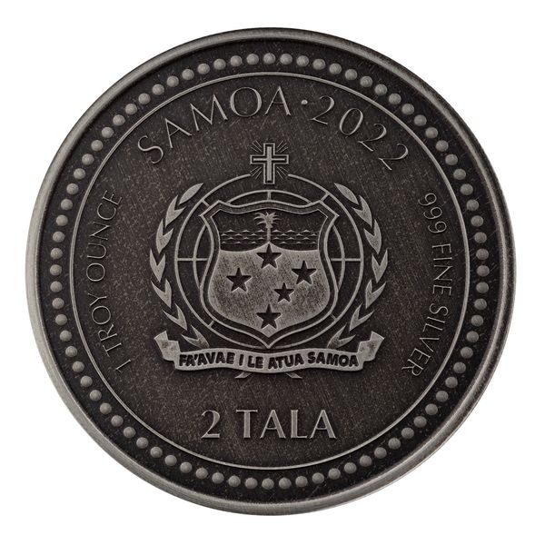 2022 Samoa Sea Dragon 1 Oz 999 Silver Antique Proof Coin Scottsdale Mint 02