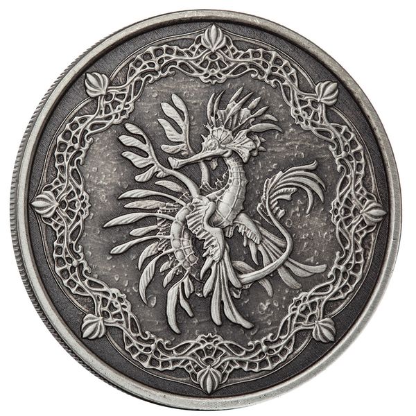 2022 Samoa Sea Dragon 1 Oz 999 Silver Antique Proof Coin Scottsdale Mint 05