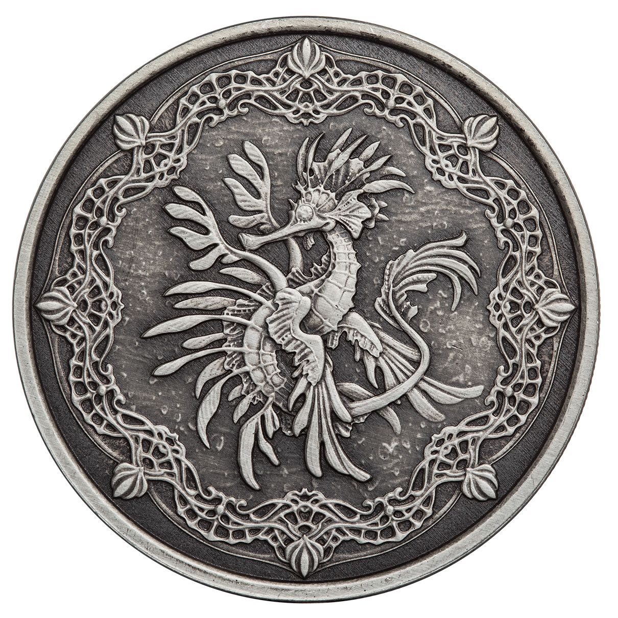 2022 Samoa Sea Dragon 1 Oz 999 Silver Antique Proof Coin Scottsdale Mint 06