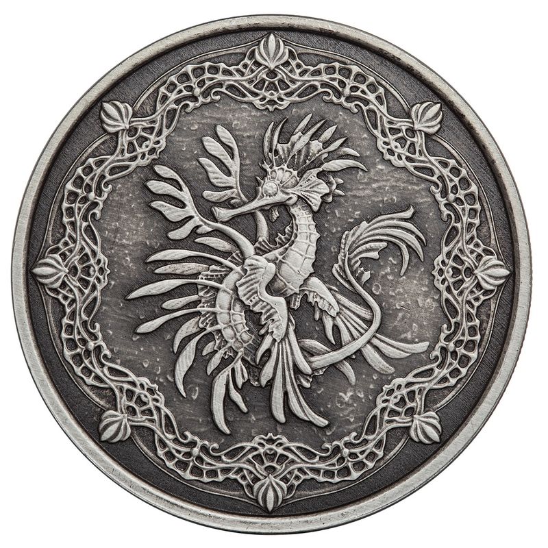 2022 Samoa Sea Dragon 1 Oz 999 Silver Antique Proof Coin Scottsdale Mint 06