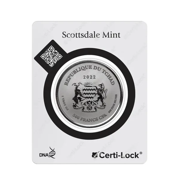 2022 Scottsdale Mint Republic Of Chad Scorpion 1 Oz Silver Proof Rhodium Plated Coin 12