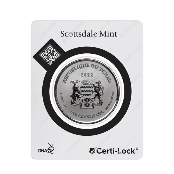2022 Scottsdale Mint Republic Of Chad Scorpion 1 Oz Silver Proof Rhodium Plated Coin 12