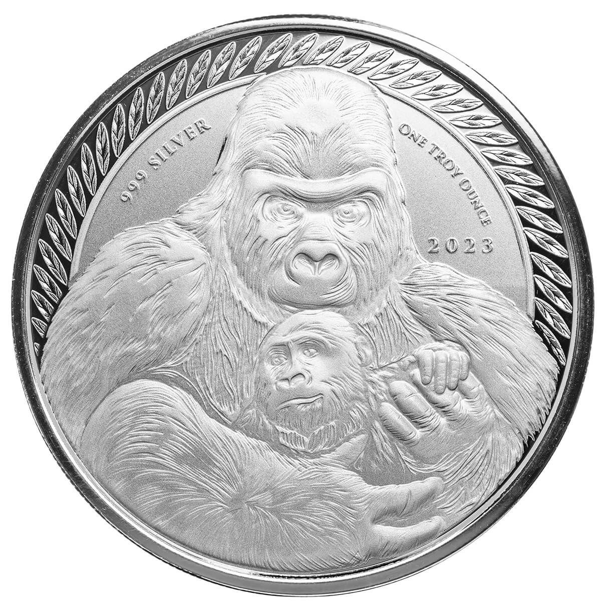 2023 Congo Silverback Gorilla 1 Troy Ounce Silver Coin Scottsdale Mint 04