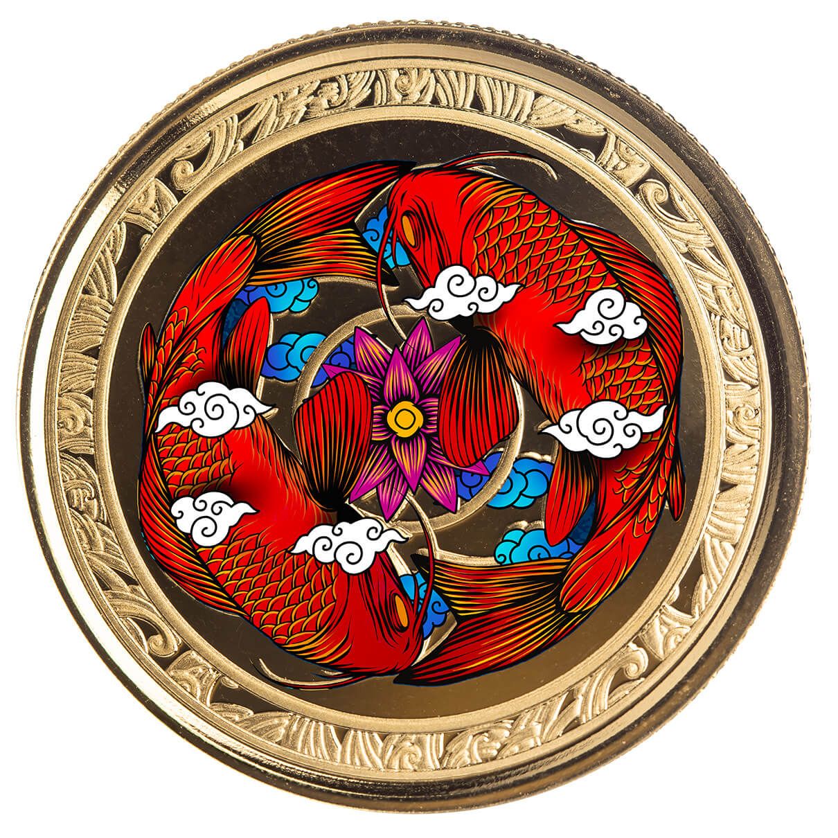2023 Fiji Koi Fish 1 Troy Oz 9999 Fine Gold Proof Color Coin Scottsdale Mint 04