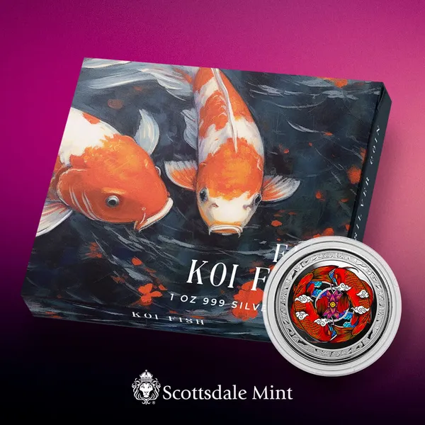 2023 Fiji Koi Fish 1 Troy Oz Silver 999 Fine Silver Proof Color Coin Scottsdale Mint 02
