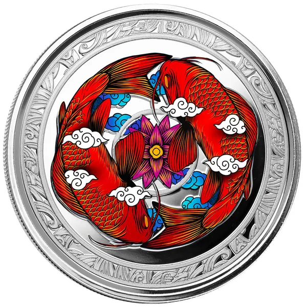 2023 Fiji Koi Fish 1 Troy Oz Silver 999 Fine Silver Proof Color Coin Scottsdale Mint 05