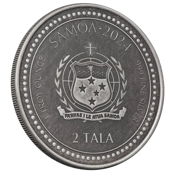 2024 Samoa Year Of The Dragon 1 Oz Silver Antique Coin Scottsdale Mint 01