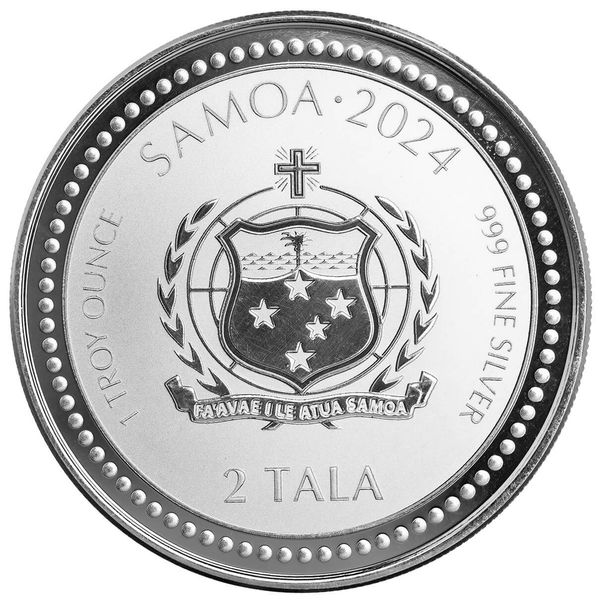 2024 Samoa Year Of The Dragon 1 Oz Silver Proof Like Coin Scottsdale Mint 02