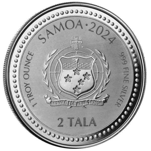 2024 Samoa Year Of The Dragon 1 Oz Silver With Black Rhodium Plating Coin Scottsdale Mint 01