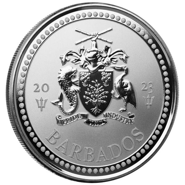 2023 Barbados Trident 1 Oz Silver Proof Like Coin Scottsdale Mint 01