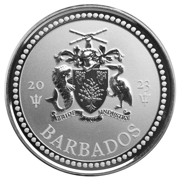 2023 Barbados Trident 1 Oz Silver Proof Like Coin Scottsdale Mint 02