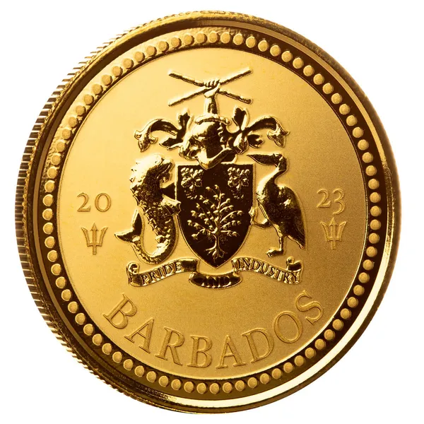 2023 Barbados Trident 1 Troy Oz 9999 Gold Proof Like Coin Scottsdale Mint 01