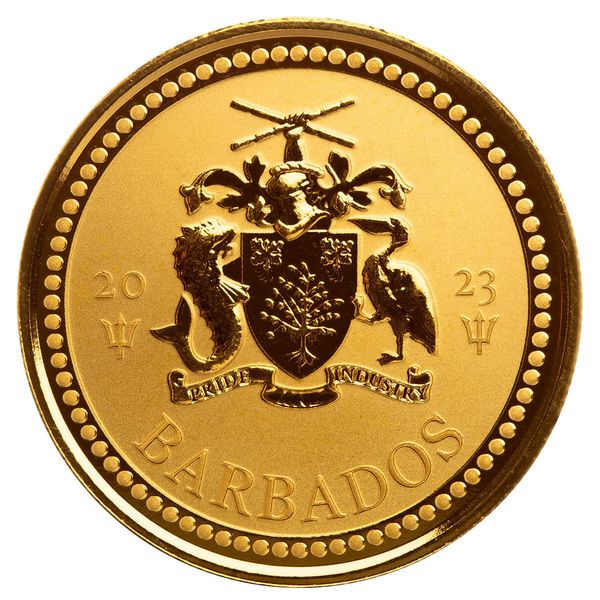 2023 Barbados Trident 1 Troy Oz 9999 Gold Proof Like Coin Scottsdale Mint 02
